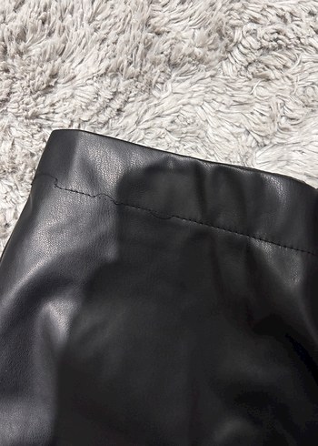 Siyah Kürklü Deri Mini Etek - Görsel 7
