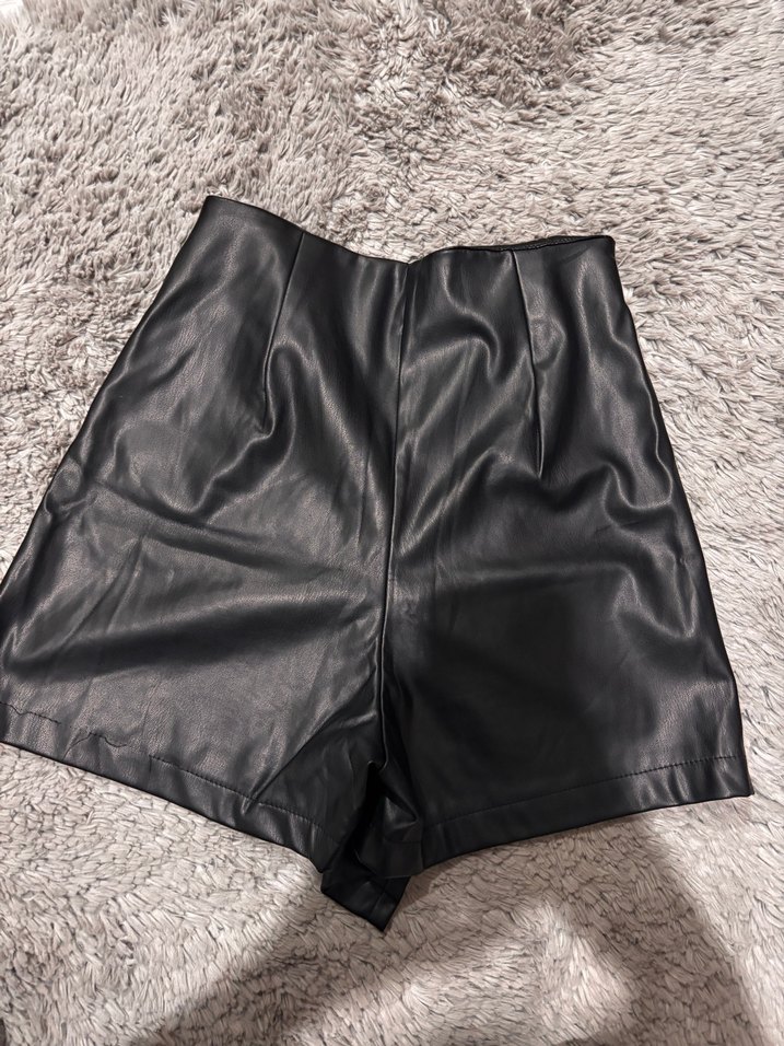 Siyah Kürklü Deri Mini Etek - Görsel 5