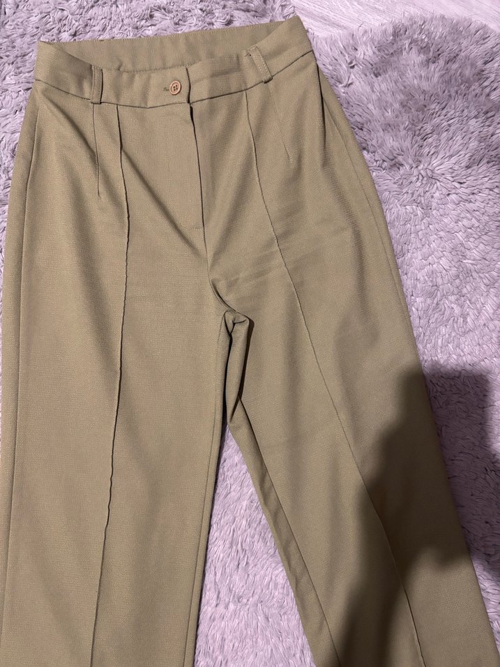 Kadın Haki Midi Kumaş Pantolon - Görsel 2