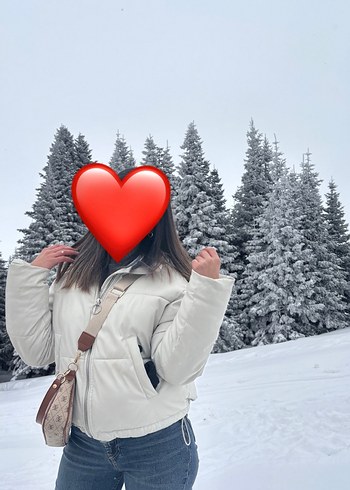 Gri Kürklü Yüksek Yakalı Kadın Mont - Görsel 2