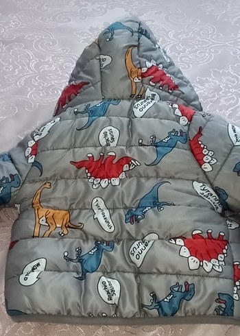 Kapüşonlu Erkek Çocuk Gri Baskılı Mont - Görsel 6