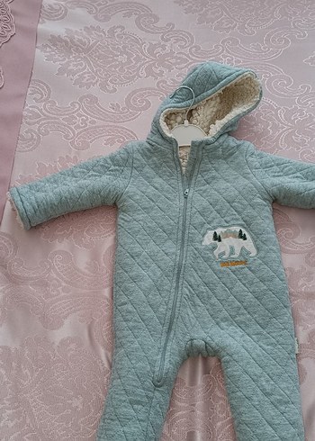 Peluş Astarlı Erkek Bebek Tulumu Gri - Görsel 2