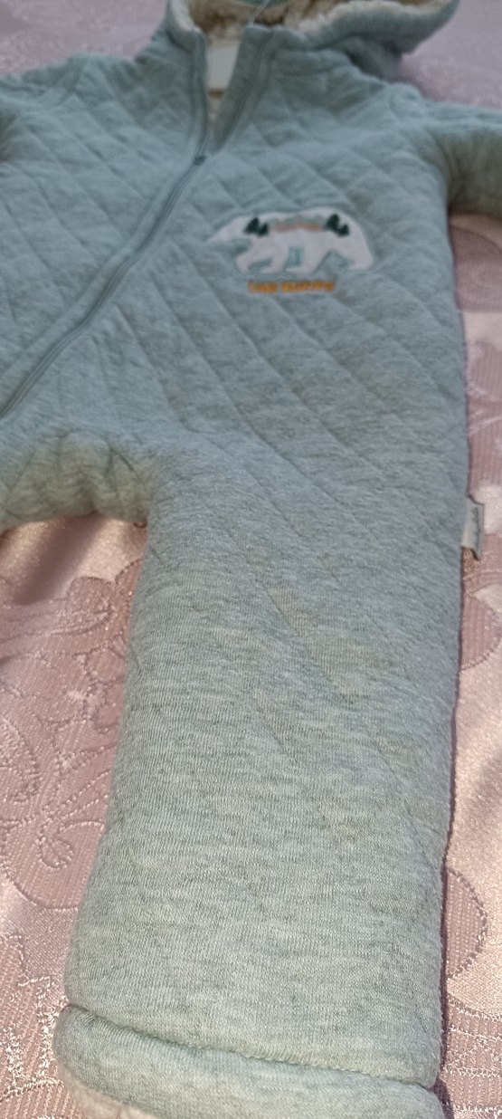 Peluş Astarlı Erkek Bebek Tulumu Gri - Görsel 3