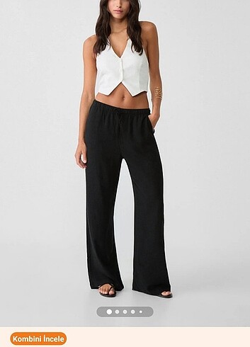 Stradivarius Keten Karışımlı Bol Pantolon