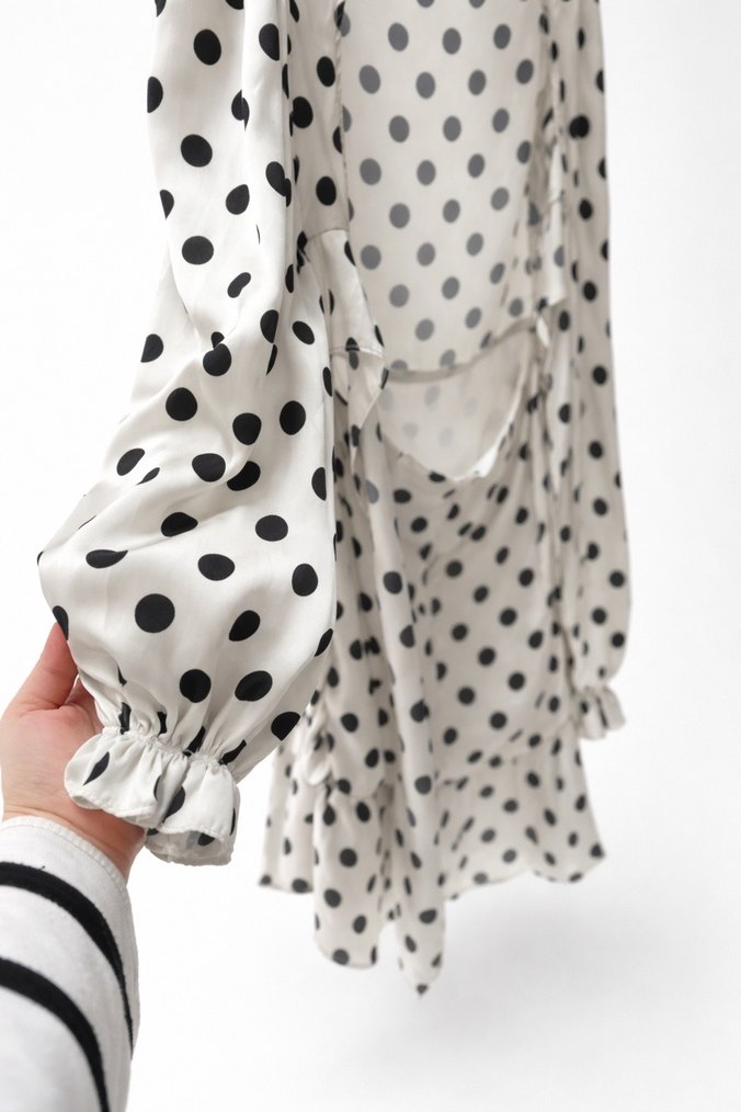 Uzun Kollu Puantiyeli  Elbise - Görsel 3