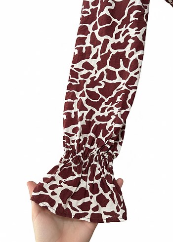 Bordo Bağlamalı Uzun Kollu Kadın Bluz - Görsel 2