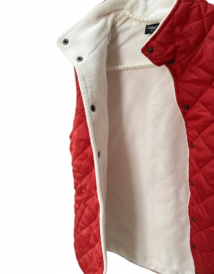 Düğmeli Kırmızı Kadın Yelek - Görsel 3