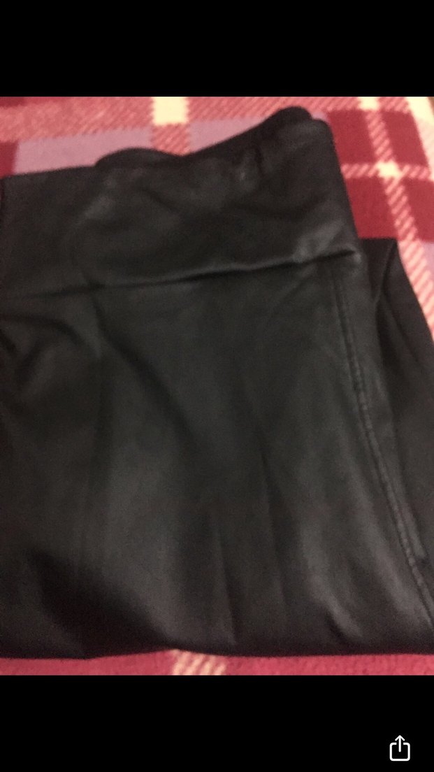 Siyah Deri Kadın Tayt - Görsel 2