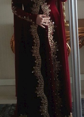 Diğer kadife bordo kaftan