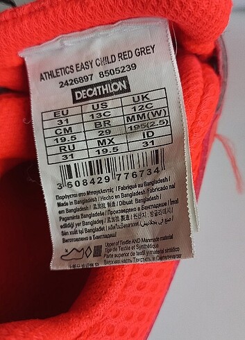 31 Beden gri Renk Unisex çocuk spor ayakkabı