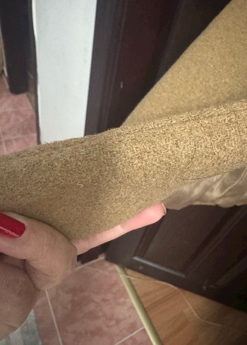 Bej Kadın Süet Midi Düğmeli Kaban - Görsel 5