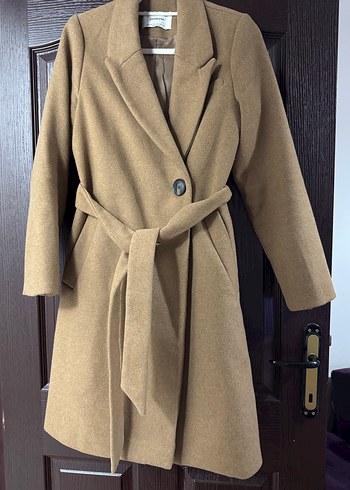 Bej Kadın Süet Midi Düğmeli Kaban - Görsel 3