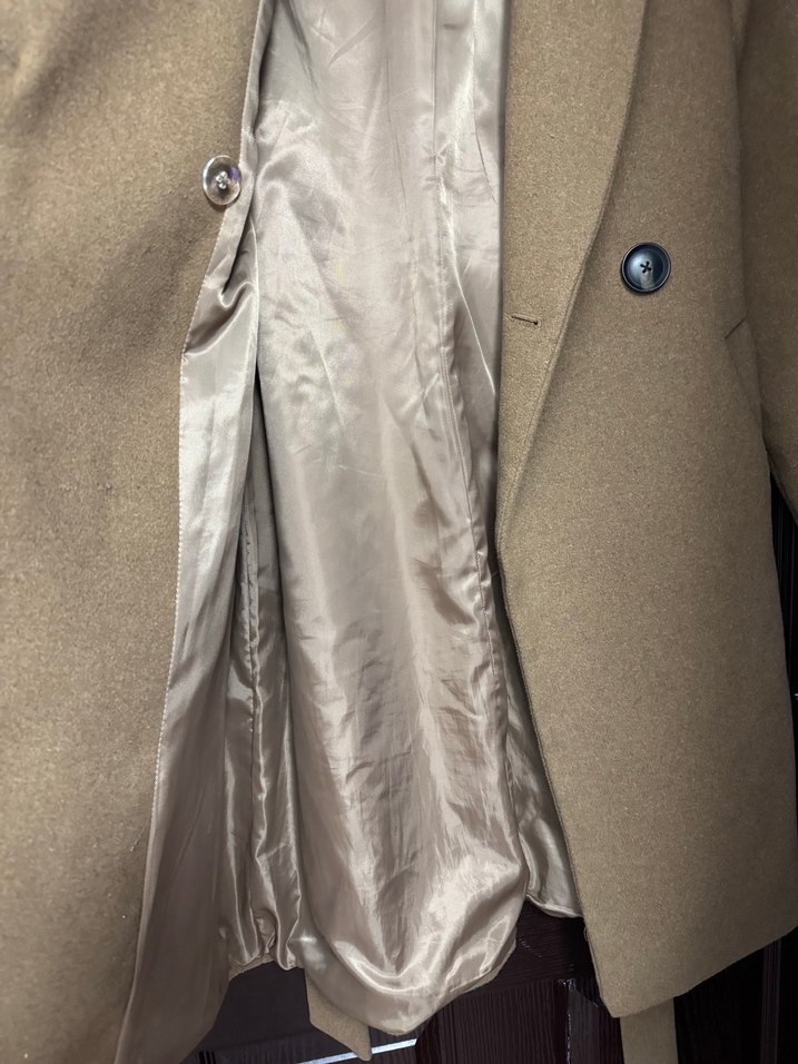 Bej Kadın Süet Midi Düğmeli Kaban - Görsel 4