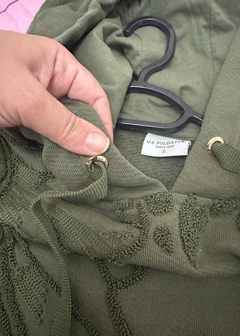 Kadın Haki Kapüşonlu Düğmeli Sweatshirt - Görsel 2