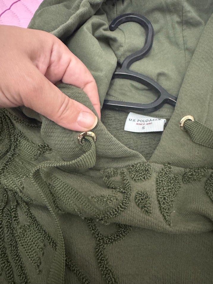 Kadın Haki Kapüşonlu Düğmeli Sweatshirt - Görsel 2