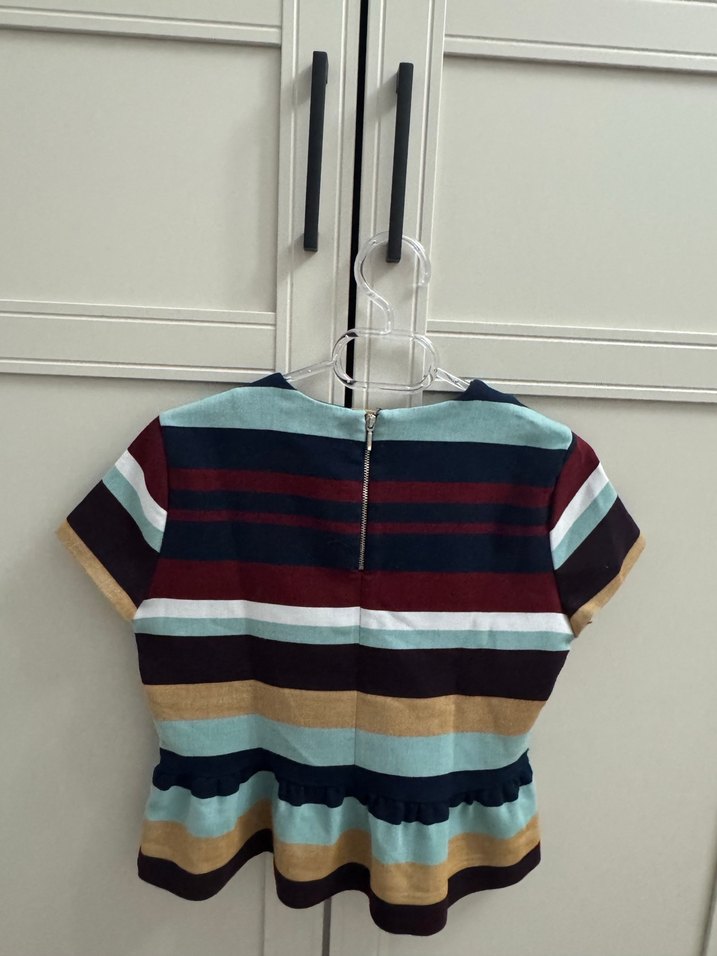 Çizgili Kısa Kollu Bluzu - Görsel 2