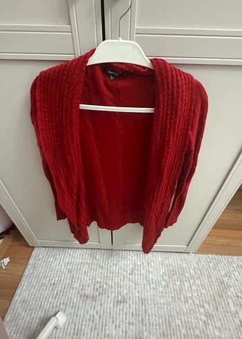 Kırmızı Örgü Kadın Hırka - Görsel 2