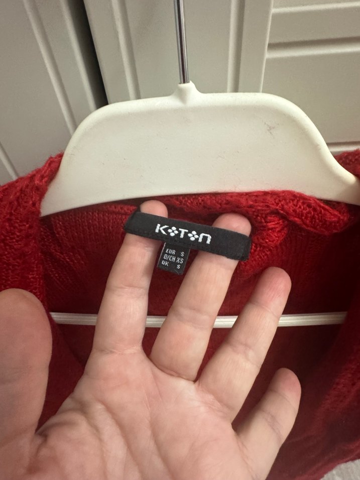 Kırmızı Örgü Kadın Hırka - Görsel 3