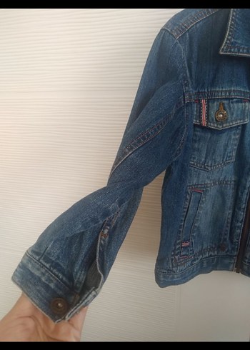 çocuk Mavi Kot Ceket Fermuarlı - Görsel 4