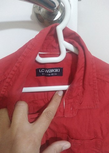 Kısa Kollu Düğmeli Kırmızı Erkek cocuk Gömlek - Görsel 3