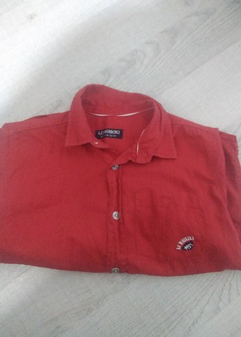 Kısa Kollu Düğmeli Kırmızı Erkek cocuk Gömlek - Görsel 4