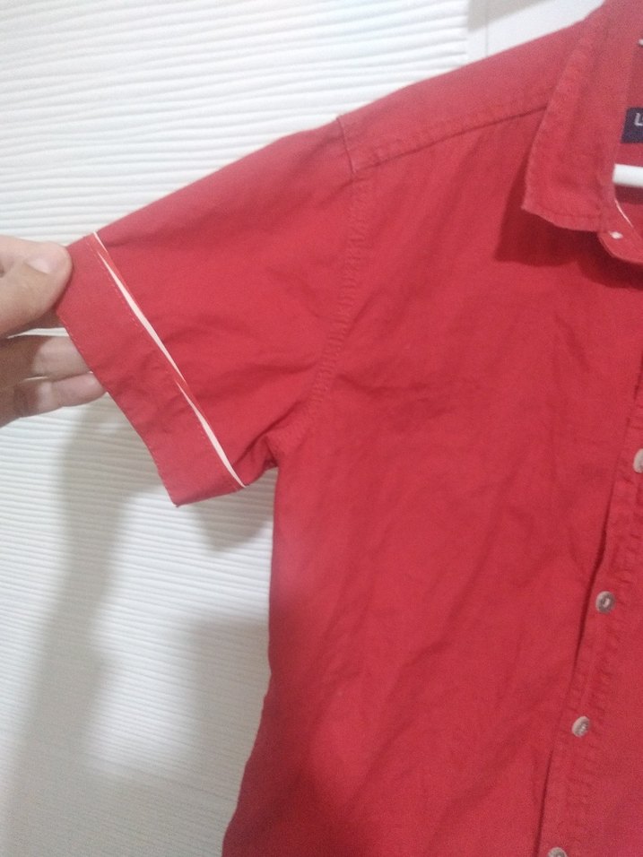 Kısa Kollu Düğmeli Kırmızı Erkek cocuk Gömlek - Görsel 5