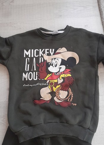 Gri Mickey Mouse Baskılı Erkek Eşofman Takımı - Görsel 5