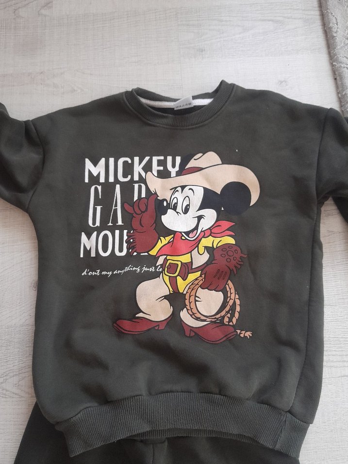 Gri Mickey Mouse Baskılı Erkek Eşofman Takımı - Görsel 5