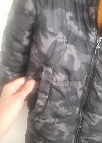 Erkek Çocuk Gri Kamuflaj Fermuarlı Mont - Görsel 2