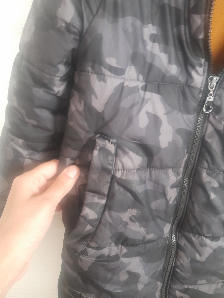 Erkek Çocuk Gri Kamuflaj Fermuarlı Mont - Görsel 2