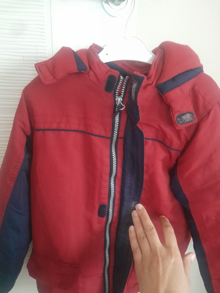 Kırmızı Fermuarlı Erkek Çocuk Mont - Görsel 2