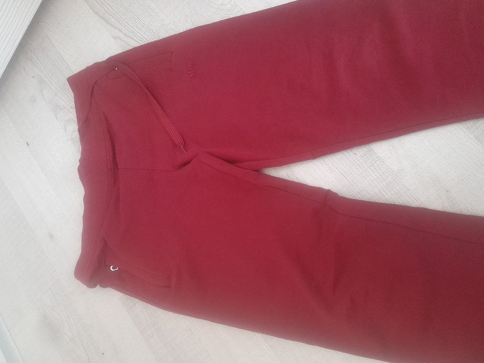 Bordo Kadın Fermuarlı Rahat Eşofman Altı - Görsel 4