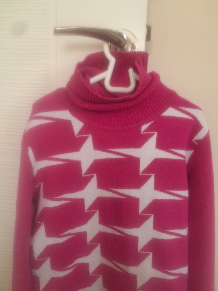 Pembe Boğazlı Örgü Kadın Kazak - Görsel 2