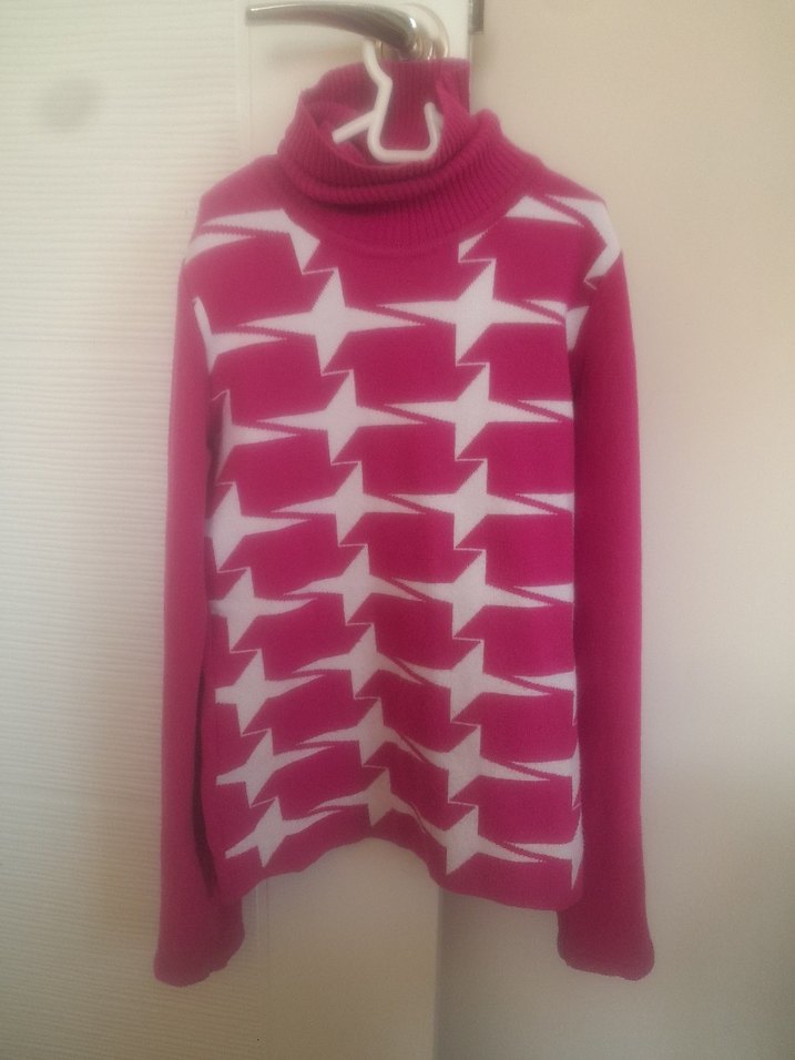 Pembe Boğazlı Örgü Kadın Kazak - Görsel 3