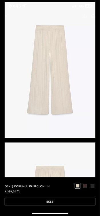 Zara bol paça yüksek bel saten görünüm pantolon