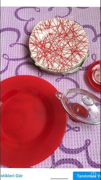  Beden kırmızı Renk Paşabahçe kahvaltı seti