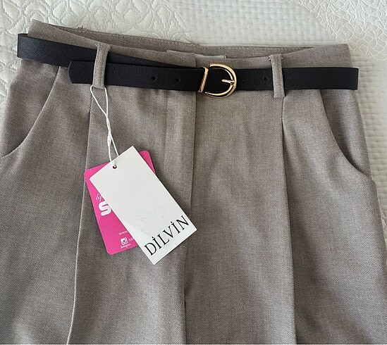 36 Beden camel Renk Kemerli Havuç Fit Pantolon