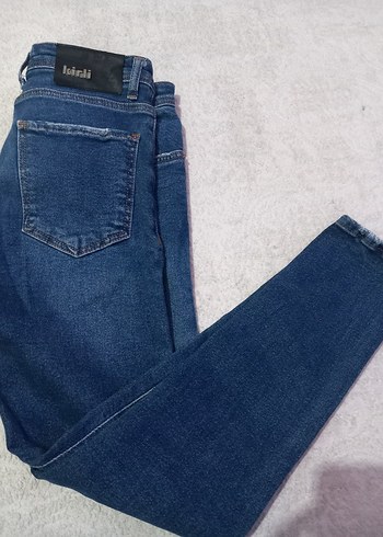 Düğmeli Mavi Erkek Denim Pantolon - Görsel 2