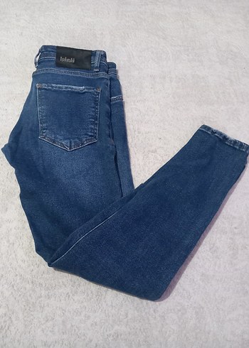 Düğmeli Mavi Erkek Denim Pantolon - Görsel 3