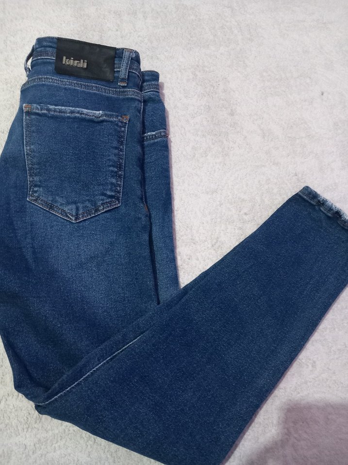 Düğmeli Mavi Erkek Denim Pantolon - Görsel 2