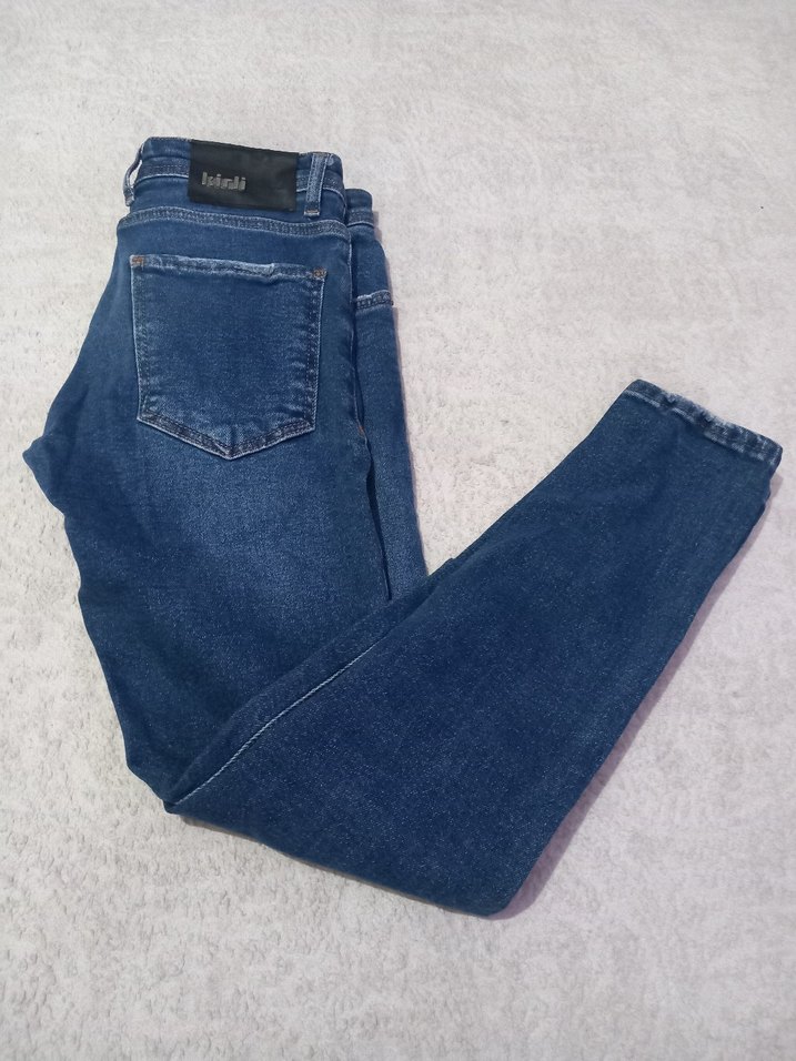 Düğmeli Mavi Erkek Denim Pantolon - Görsel 3
