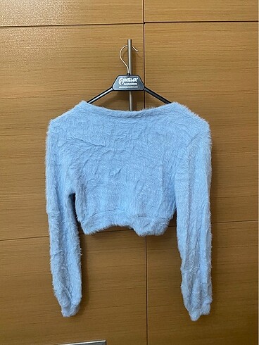 Bershka Berhska Açık Mavi Crop Kazak
