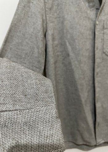 Gri Uzun Kollu Düğmeli Erkek Gömlek - Görsel 2