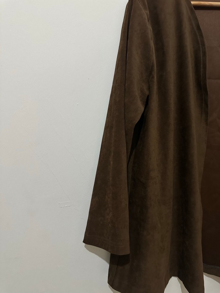 Kahverengi Süet Salaş Midi Kadın Kaban - Görsel 2