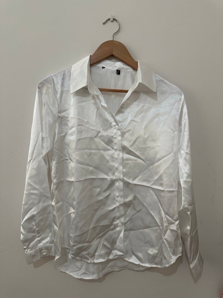 Beyaz Saten Gömlek - Görsel 3