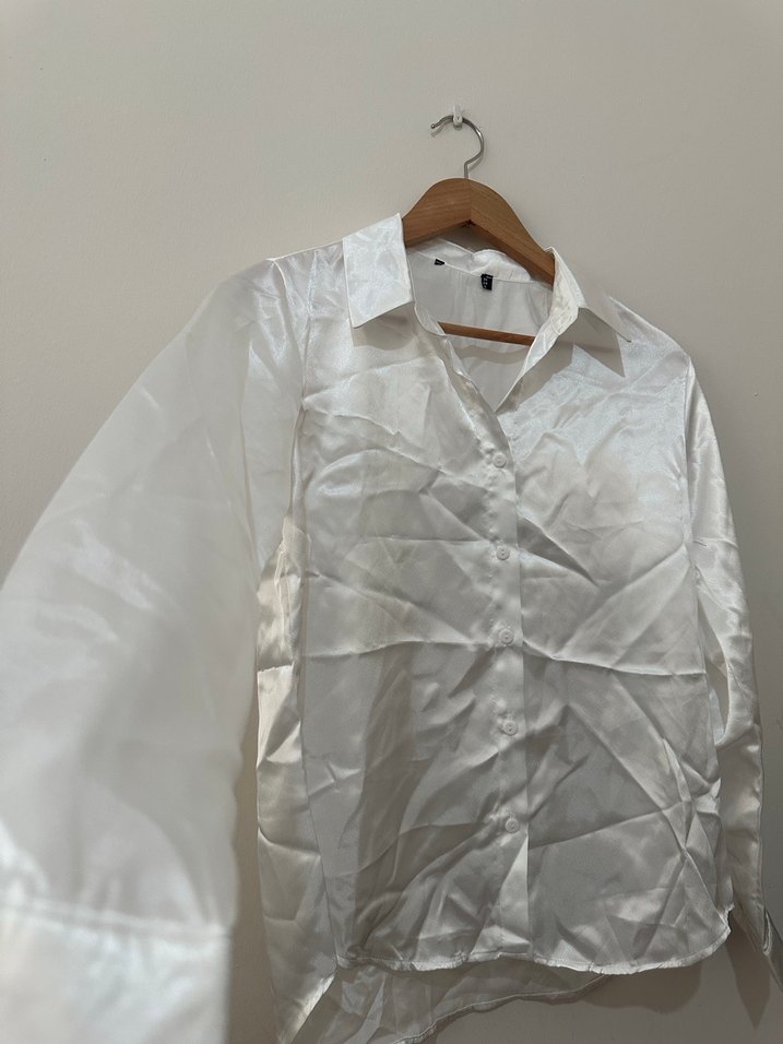 Beyaz Saten Gömlek - Görsel 2