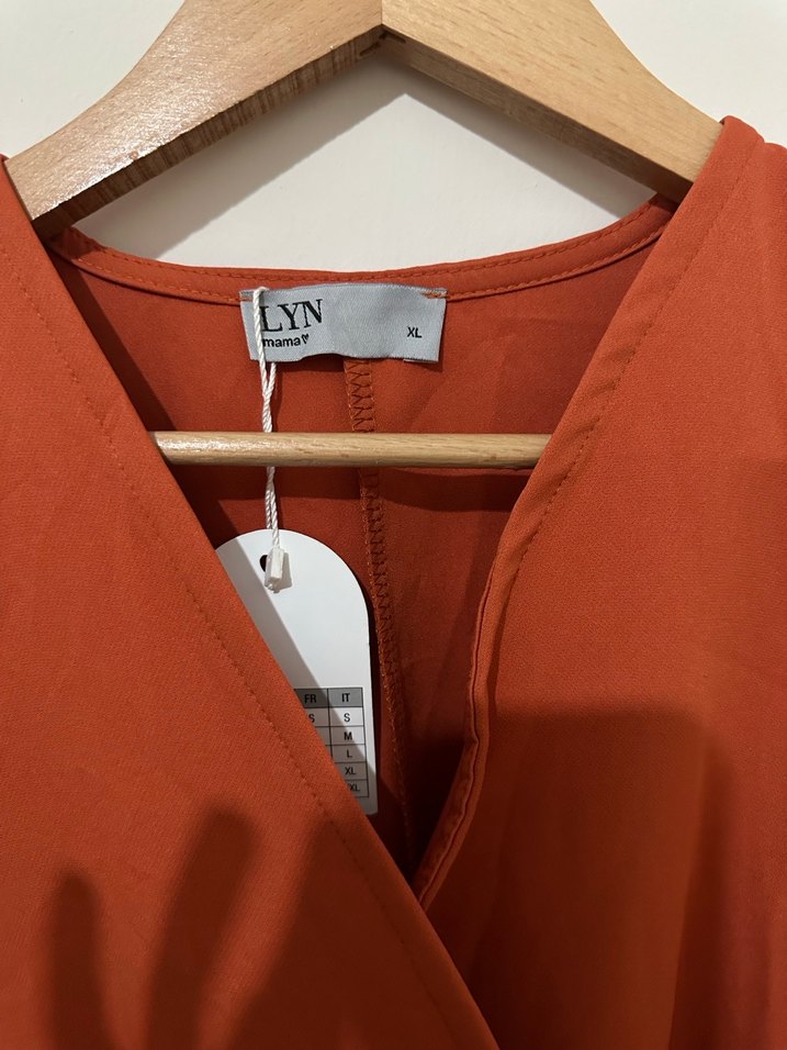 Uzun Koyu Kahverengi V Yakalı Kadın Elbise - Görsel 2