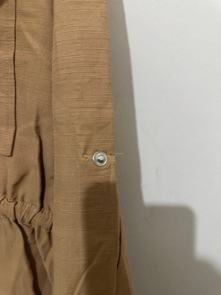 Düğmeli Bej Keten Kadın Ceket - Görsel 3