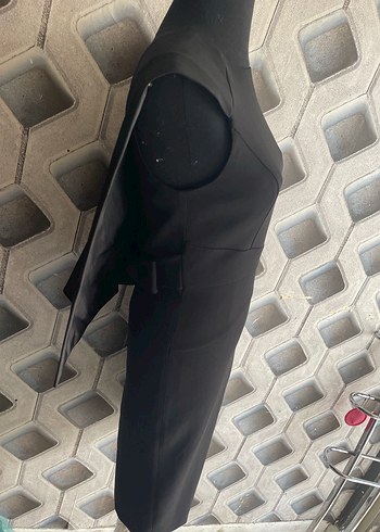 Siyah Drapeli Kadın Ofis Elbisesi - Görsel 5