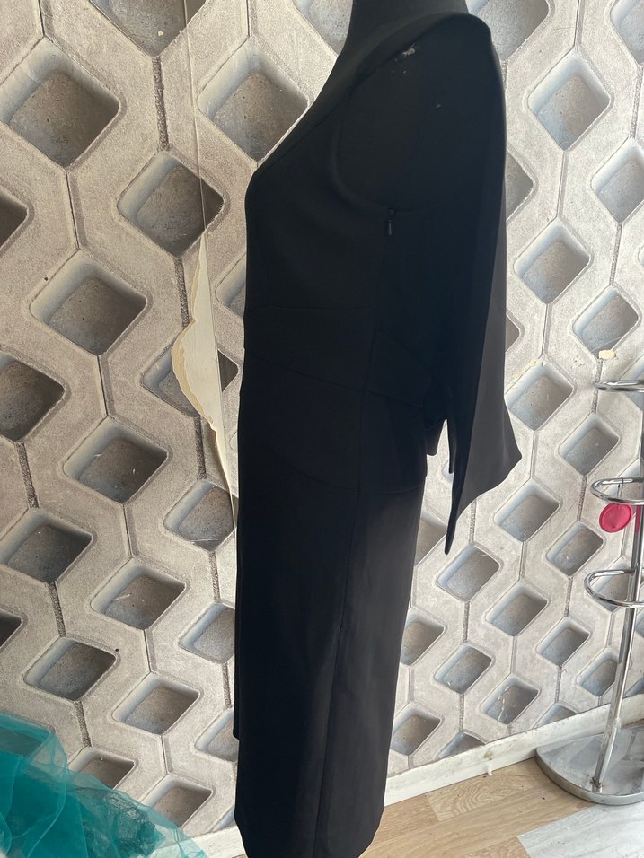 Siyah Drapeli Kadın Ofis Elbisesi - Görsel 2